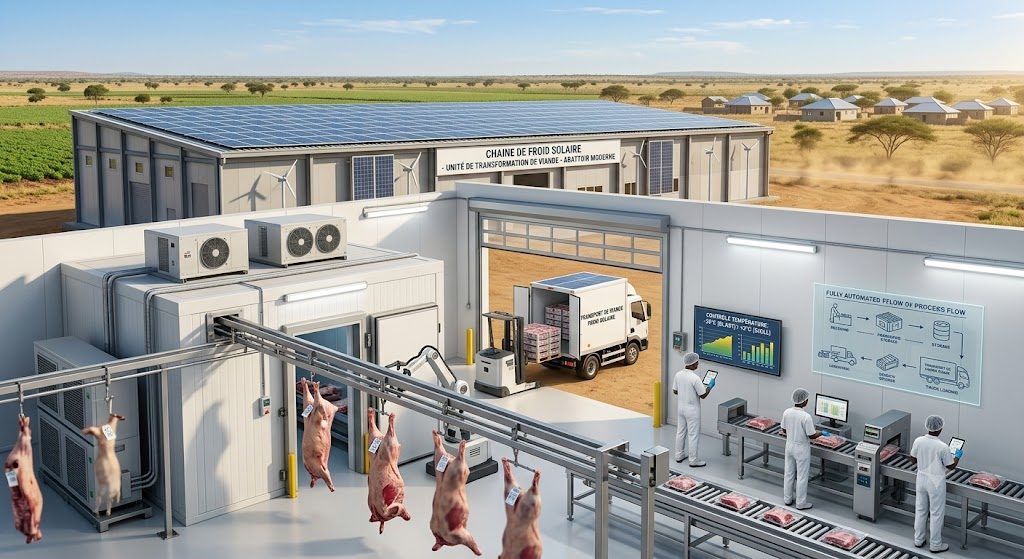 Unité de conservation de viande alimentée à l'énergie solaire